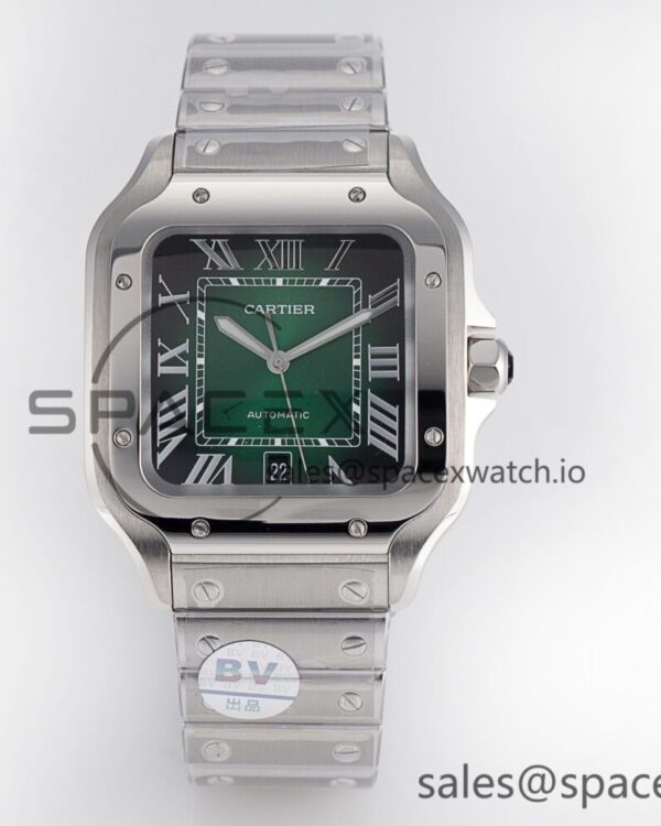 Santos de Cartier 40mm SS 2018 BVF reference-accurate Green Dial on SS SmartLinks Bracelet MIYOTA 9015 V2 — custom-built watch