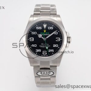 Air-King 126900 Clean reference-accurate 904L Steel Black Dial on SS Bracelet VR3230 — custom-built watch