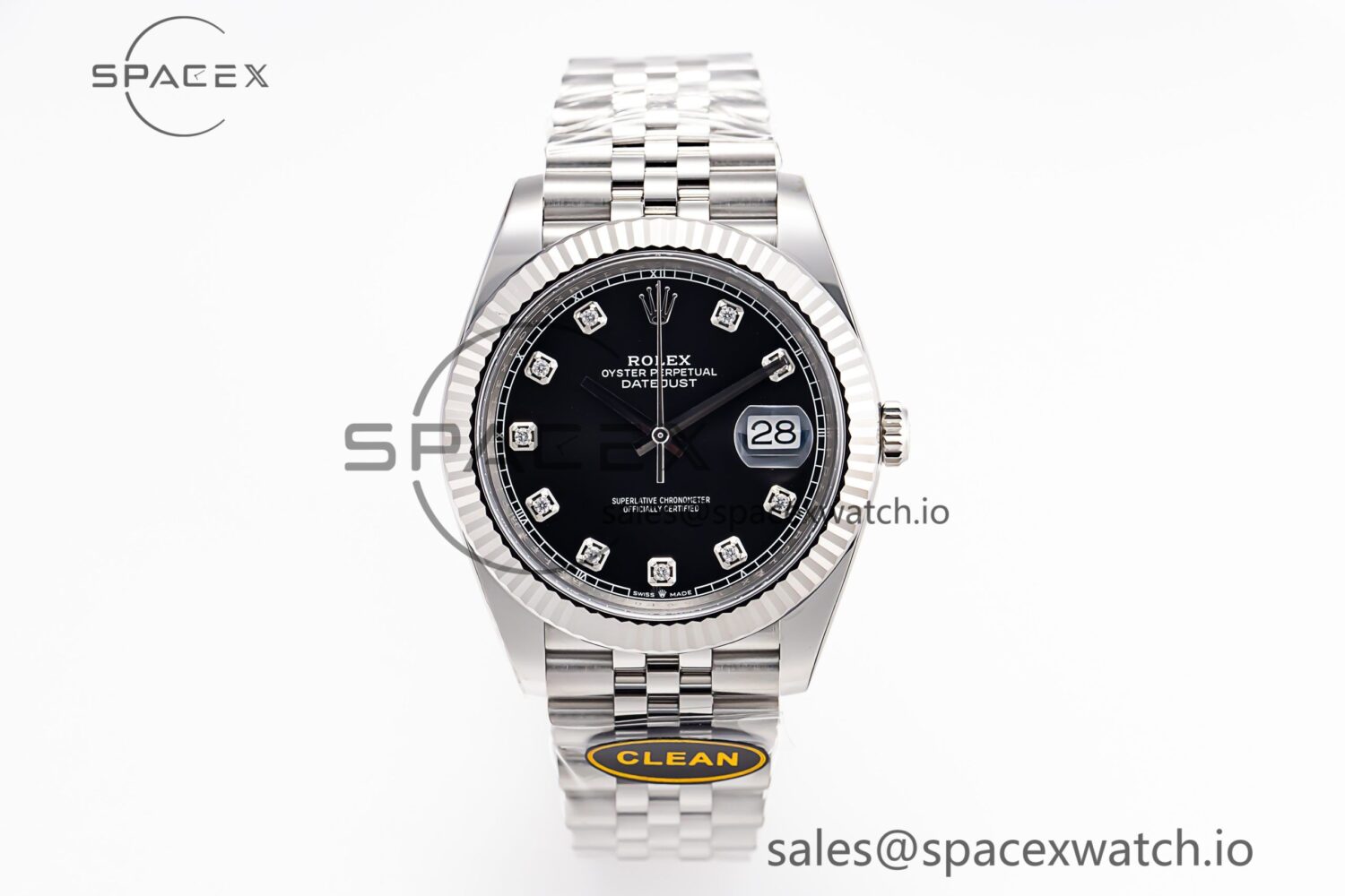 Datejust 126334 41mm Jubilee 904L SS/SS Black/Moissanite Clean VR3235 — custom-built watch
