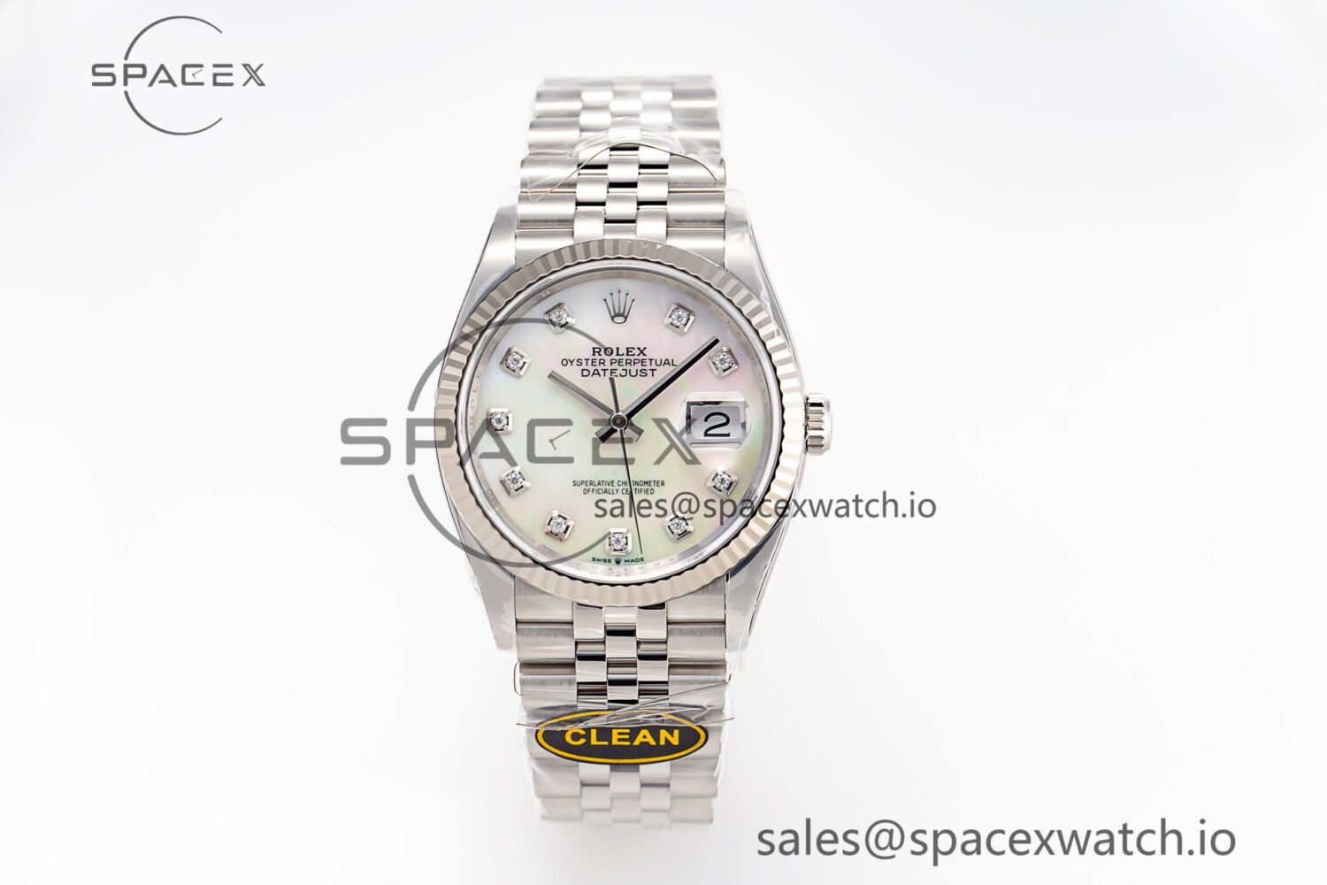 DateJust 36mm 126234 Clean reference-accurate 904L Steel MOP Diamond Dial on Jubilee Bracelet VR3235 — custom-built watch