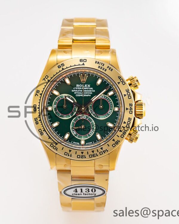 Daytona 116508 Clean Factory Best Edition 904L Steel Green Dial on YG Bracelet SA4130 — custom-built watch