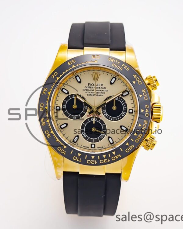 Daytona 116518 Clean Factory YG reference-accurate YG Dial on Oysterflex Rubber Strap SA4130 — custom-built watch