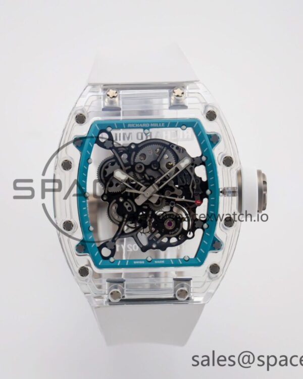 RM055 Transparent SONIC Best Edition Skeleton Blue Dial on White Nylon Strap build RMUL2 — custom-built watch