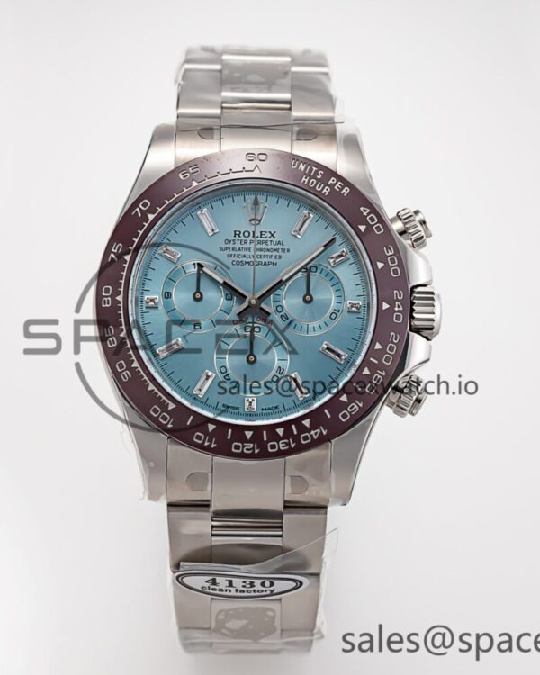 Daytona 116506 Clean reference-accurate Ice Blue Dial Crystal Markers on SS Bracelet SA4130 V2 — custom-built watch