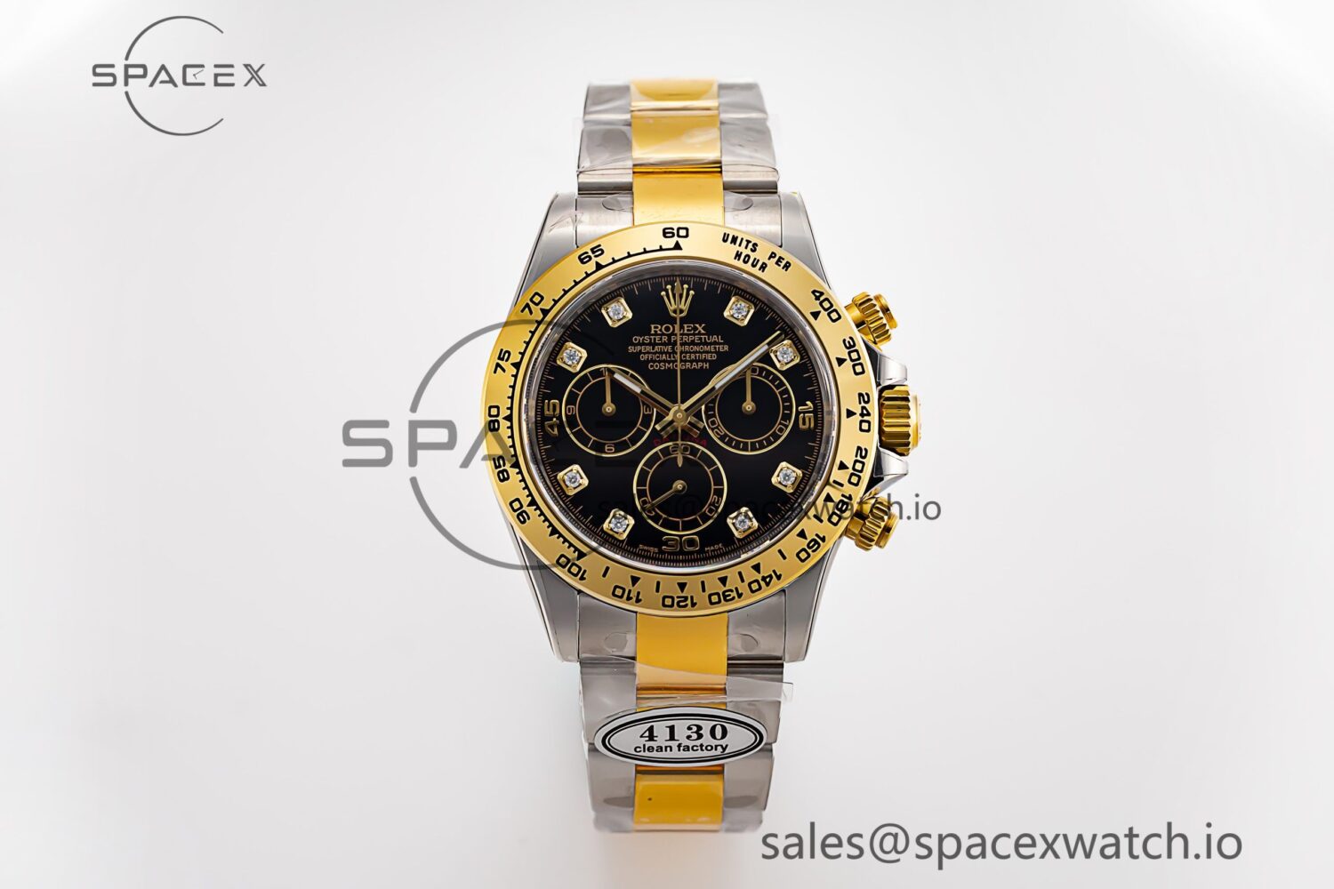 Daytona 116503 Clean Factory reference-accurate 904L Black Diamond Dial on SS/YG Bracelet SA4130 — custom-built watch