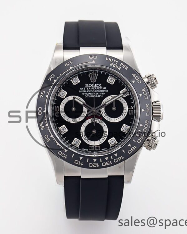 Daytona 116519 Clean Factory reference-accurate Black Diamonds Dial on Oysterflex Rubber Strap SA4130 — custom-built watch