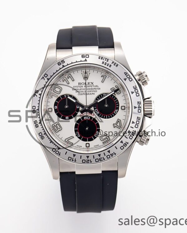 Daytona 116519 Clean Factory reference-accurate 904L SS Case White Dial on Rubber Strap SA4130 V2 — custom-built watch