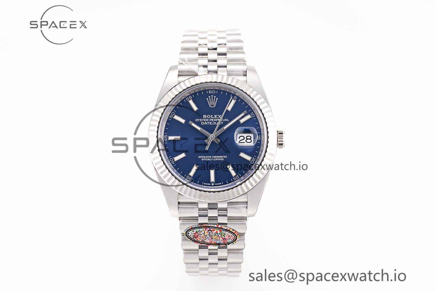 DateJust 41 126334 Clean reference-accurate 904L Steel Blue Stick Dial on Jubilee Bracelet VR3235 — custom-built watch