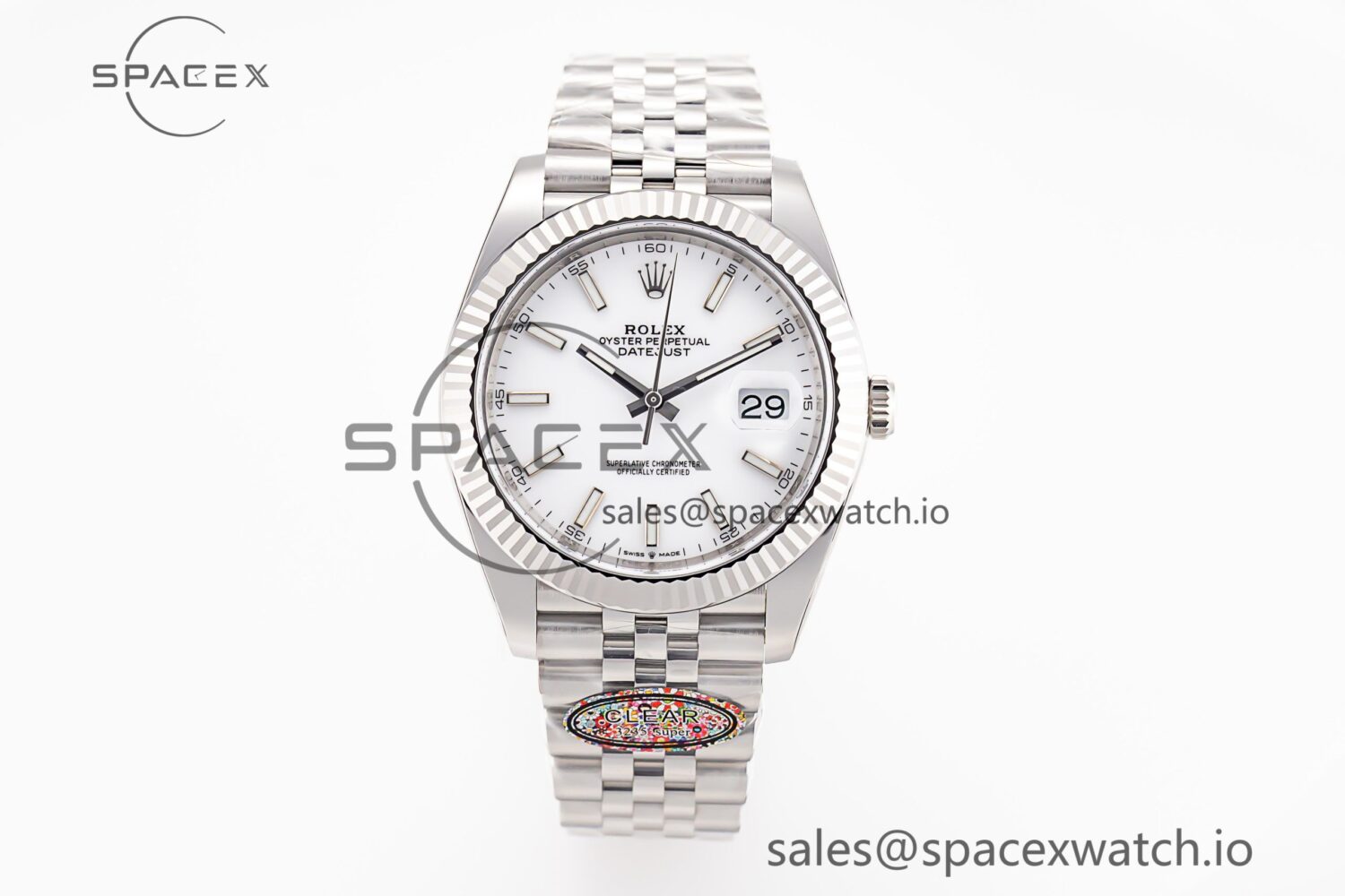 DateJust 41 126334 Clean reference-accurate 904L Steel White Stick Dial on Jubilee Bracelet VR3235 — custom-built watch