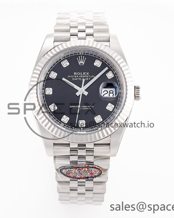 Datejust 126334 41mm Jubilee 904L SS/SS Grey/Moissanite Clean VR3235 — custom-built watch