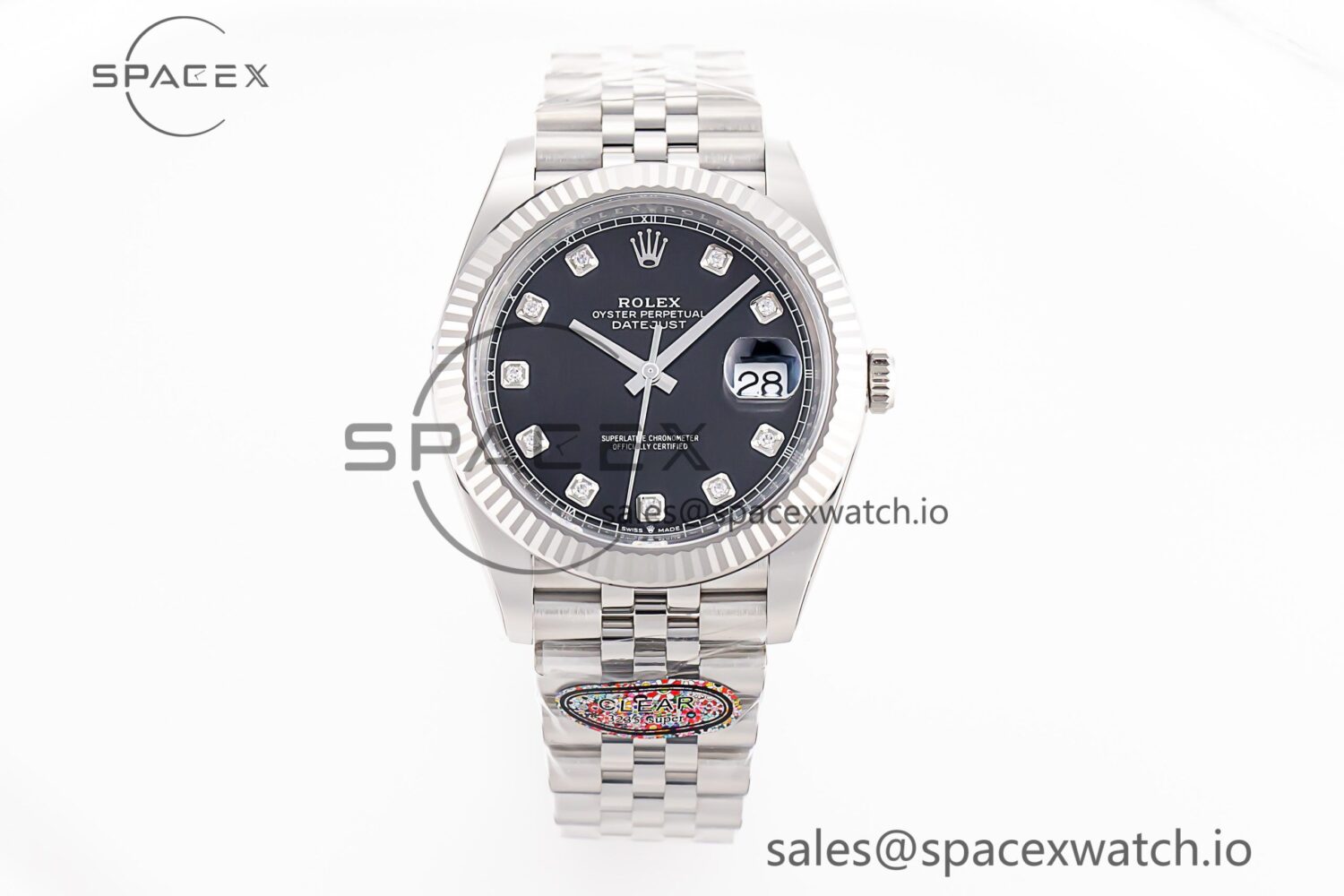Datejust 126334 41mm Jubilee 904L SS/SS Grey/Moissanite Clean VR3235 — custom-built watch
