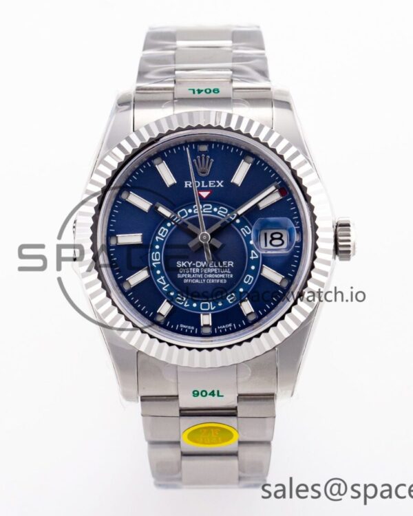 Sky-Dweller 326934 904L SS ZF reference-accurate Blue Dial on SS Bracelet A2824 — custom-built watch