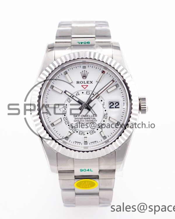 Sky-Dweller 326934 904L SS ZF reference-accurate White Dial on SS Bracelet A2824 — custom-built watch