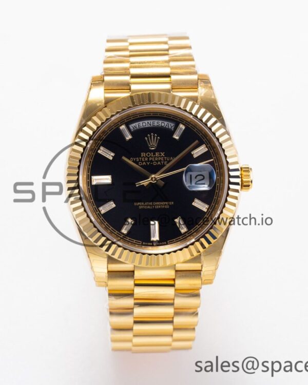 DayDate 40mm 228238 EWF reference-accurateFlt YG Black Dial Diamond Markers A2836 — custom-built watch