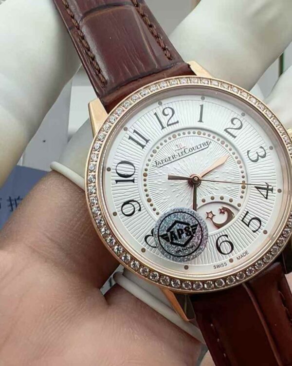 APS Factory Jaeger-LeCoultre Dating White Face Moon Phase Rose Gold Diamond Loop Belt