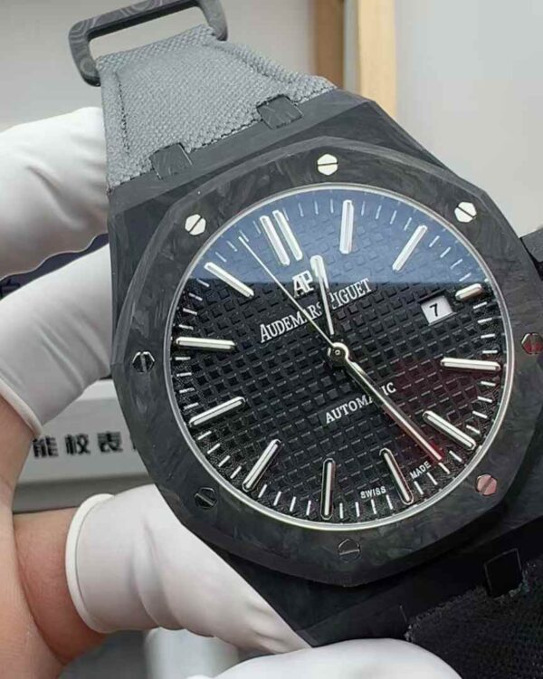 TW Factory Audemars Piguet Royal Oak 15500 Black Face Ceramic Ring Carbon Fiber Magic Belt