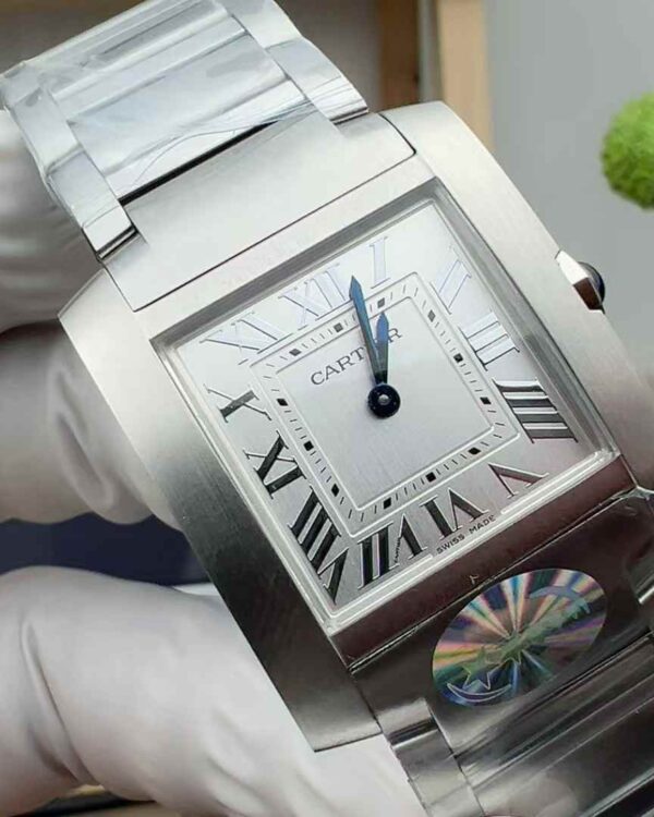 TW Factory Cartier New Style Tank Medium Steel Belt Silver Face