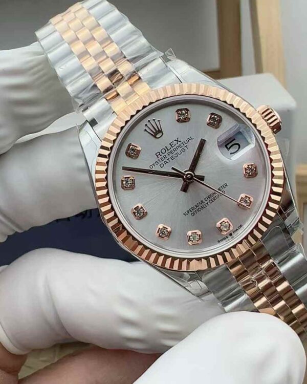 GS Factory Rolex Log 278271 White Fritillaria Rose Gold 31MM Women's Steel Band
