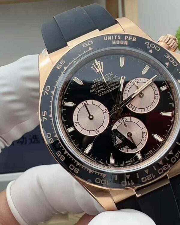 VS Factory Rolex Daytona 126515 4131 movement rose gold counterweight Di rubber strap black plate