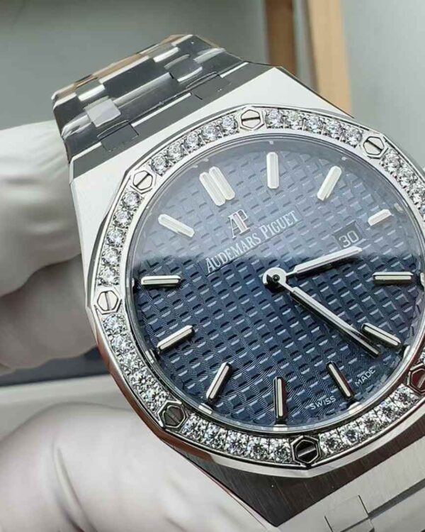 8F Factory Audemars Piguet Royal Oak 15451 blue-faced diamond ring women's steel strip