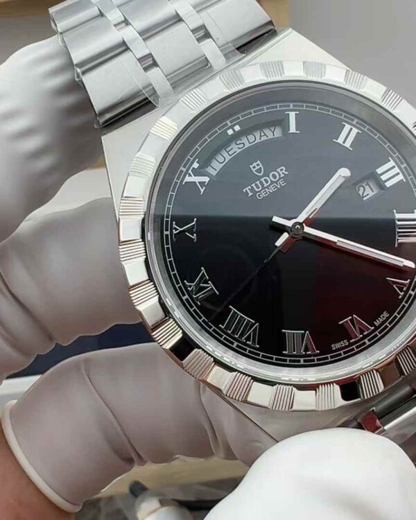 V7 Factory TUDOR Royal Double Calendar Black Face 41mm Steel Strip Black Plate