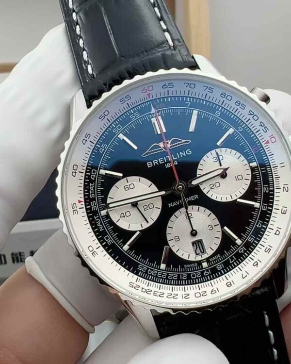 BLS Factory Breitling Aviation Chronograph Panda Disc Bottom Timing Belt