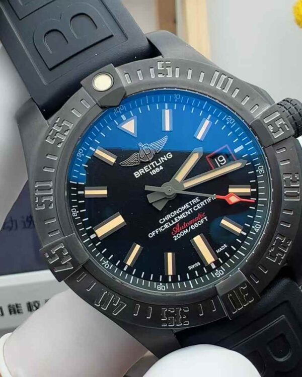 BLS Factory Breitling Avenger Blackbird reconnaissance aircraft black face ceramic ring titanium 44mm tape rubber strap