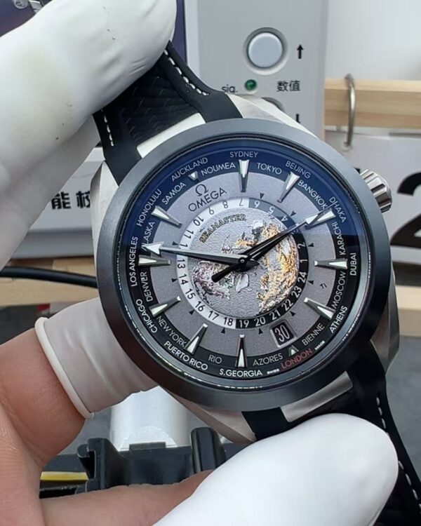 VS Omega Titanium Seahorse World Map Rubber Strap