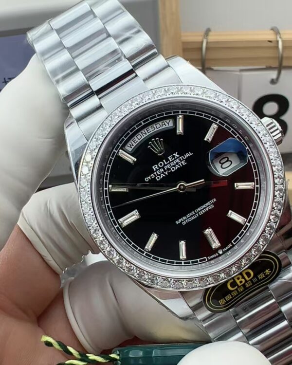 CBD Rolex diamond bezel week diary five-baht strap black dial