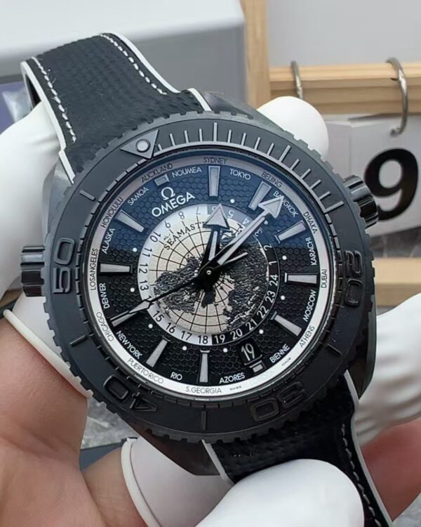 VS Omega Map Seahorse Rubber Strap Black Plate