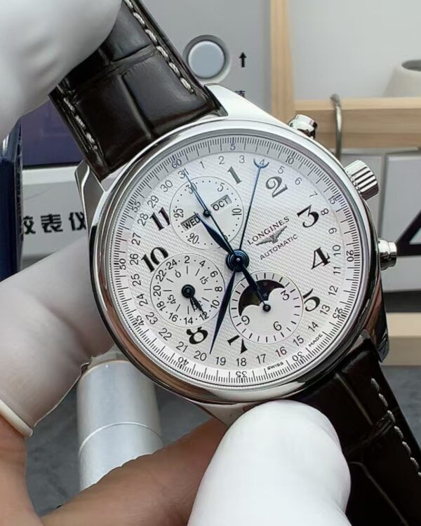 GS Longines eight-needle moon-phase belt white disc