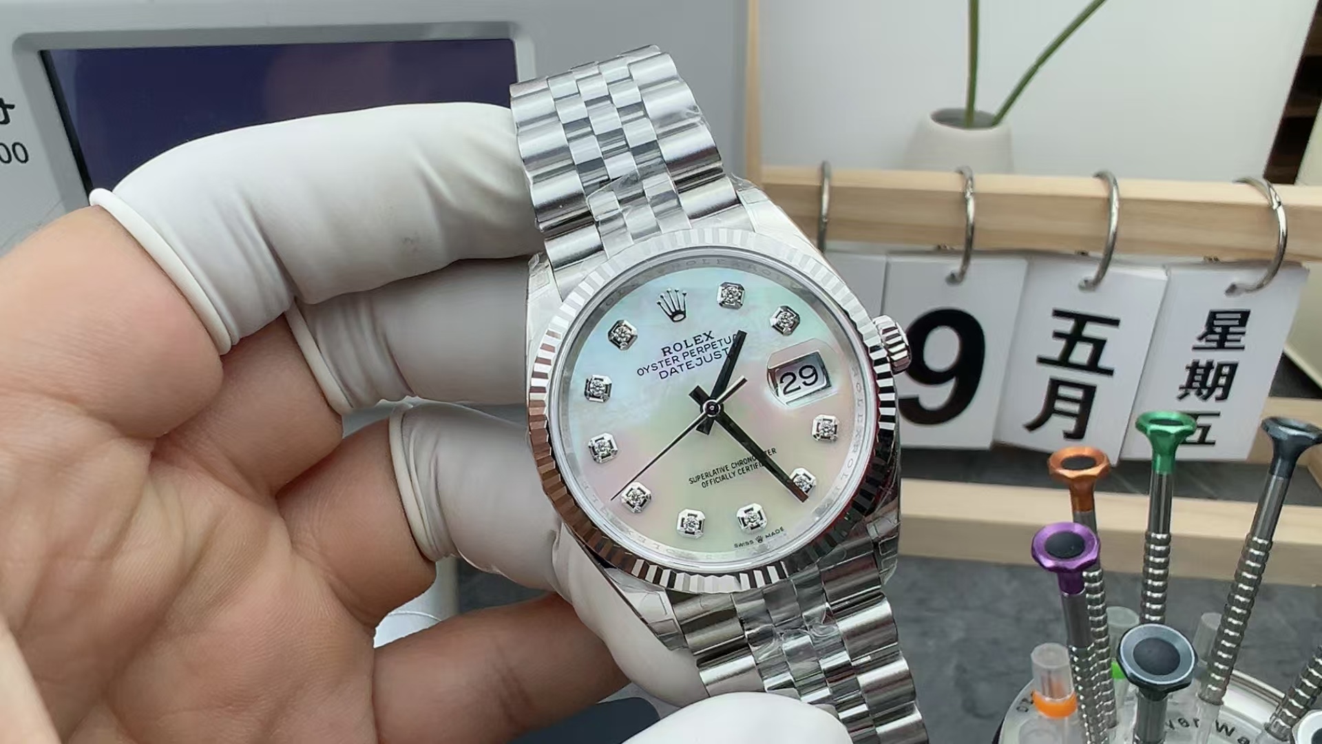 VS Rolex Fritillaria Log 36mm five-baht strap white plate
