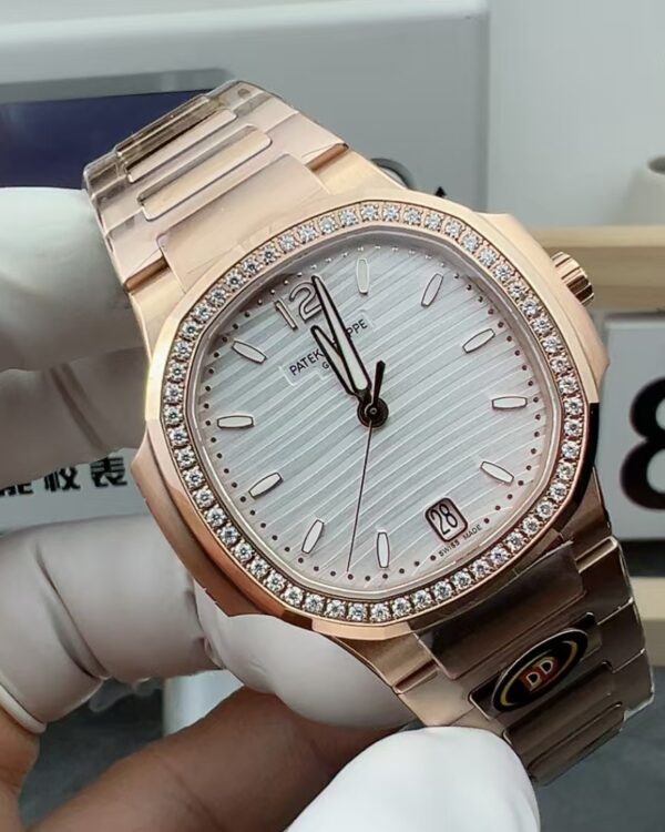 DDF Patek Philippe Diamond Ring Rose Gold Female Nautilus 7118   white plate