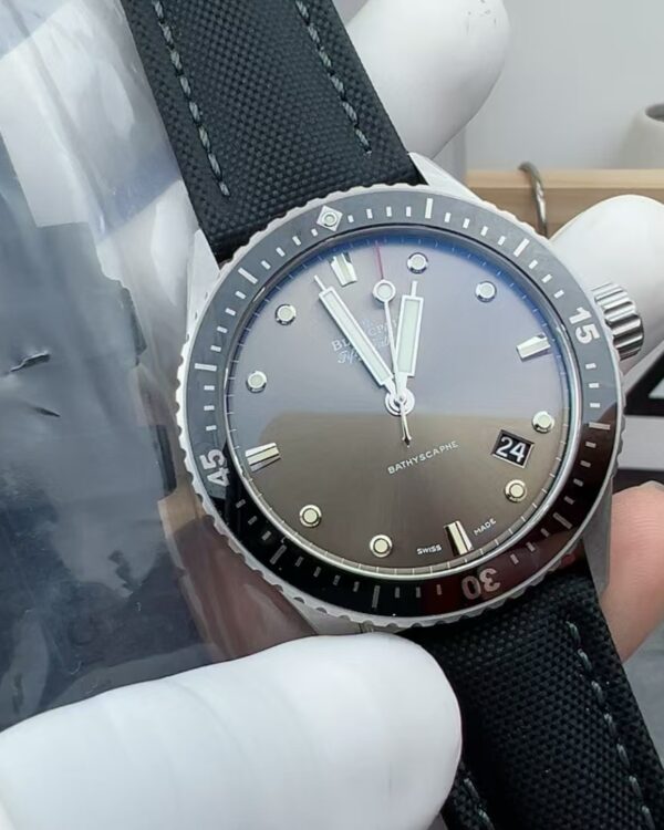 GF Blancpain Steel Shell 50 fathoms   Nylon woven strap grey plate