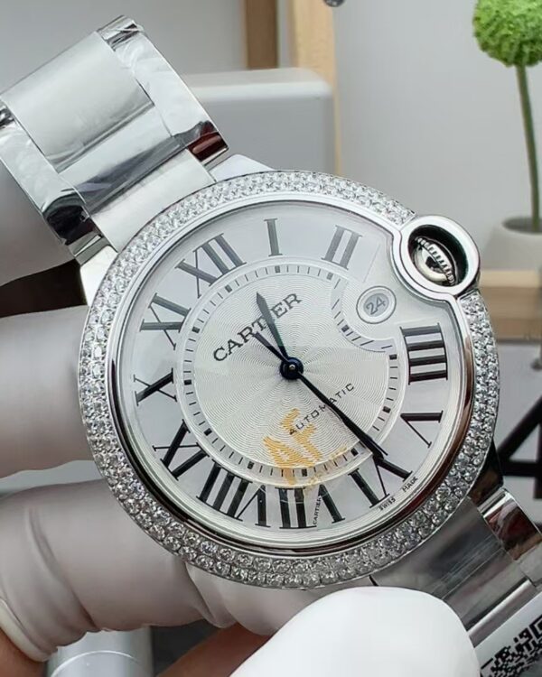 AF Cartier diamond ring large balloon steel belt white plate