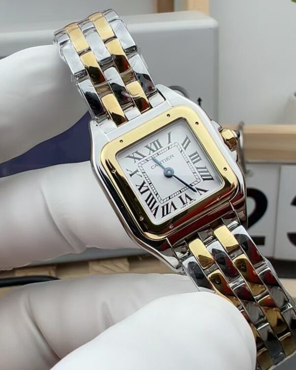 BV Cartier Sandos Cheetah small steel band white plate
