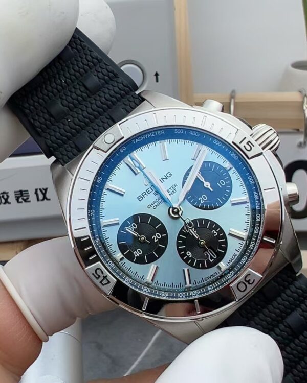 BLS Breitling Ice Blue Disc Chronograph Rubber Band
