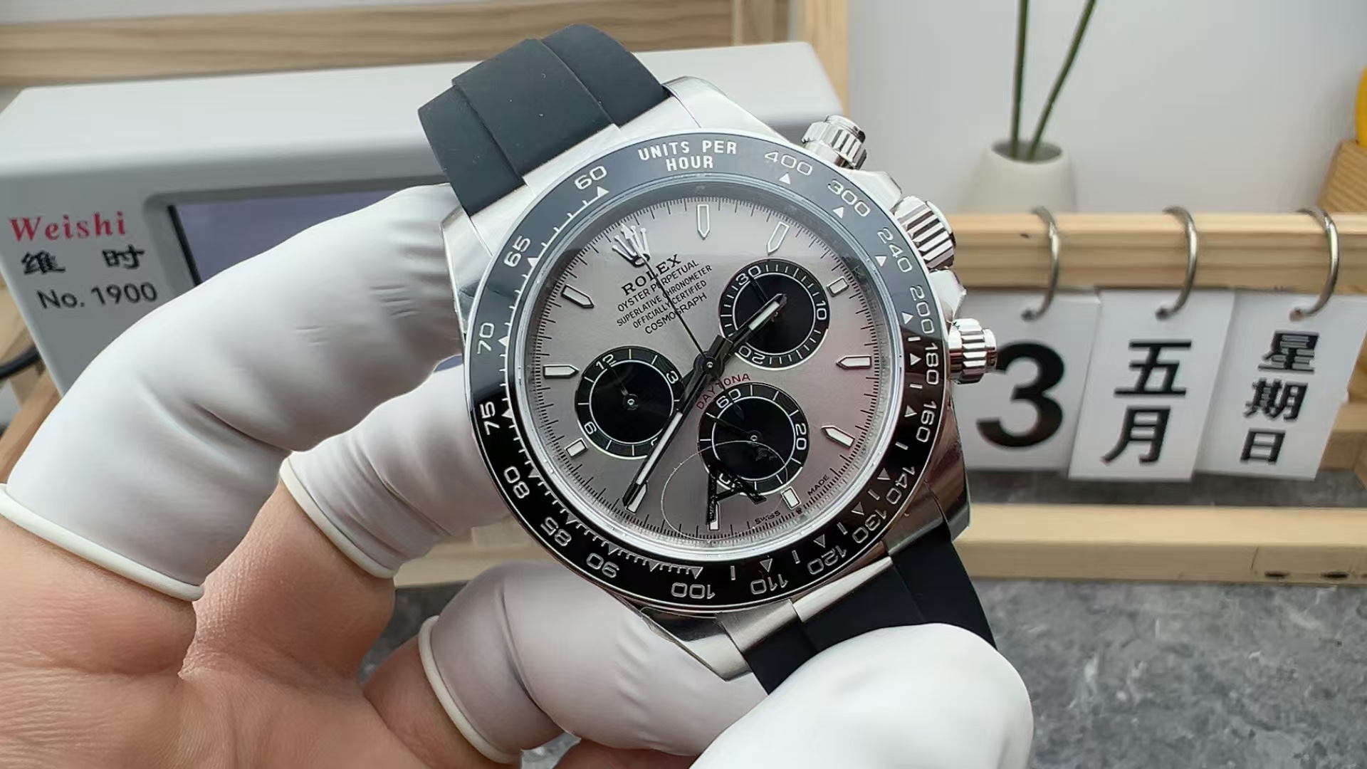 VS Rolex Weighing Gray Gedi 4131 Movement Rubber Band