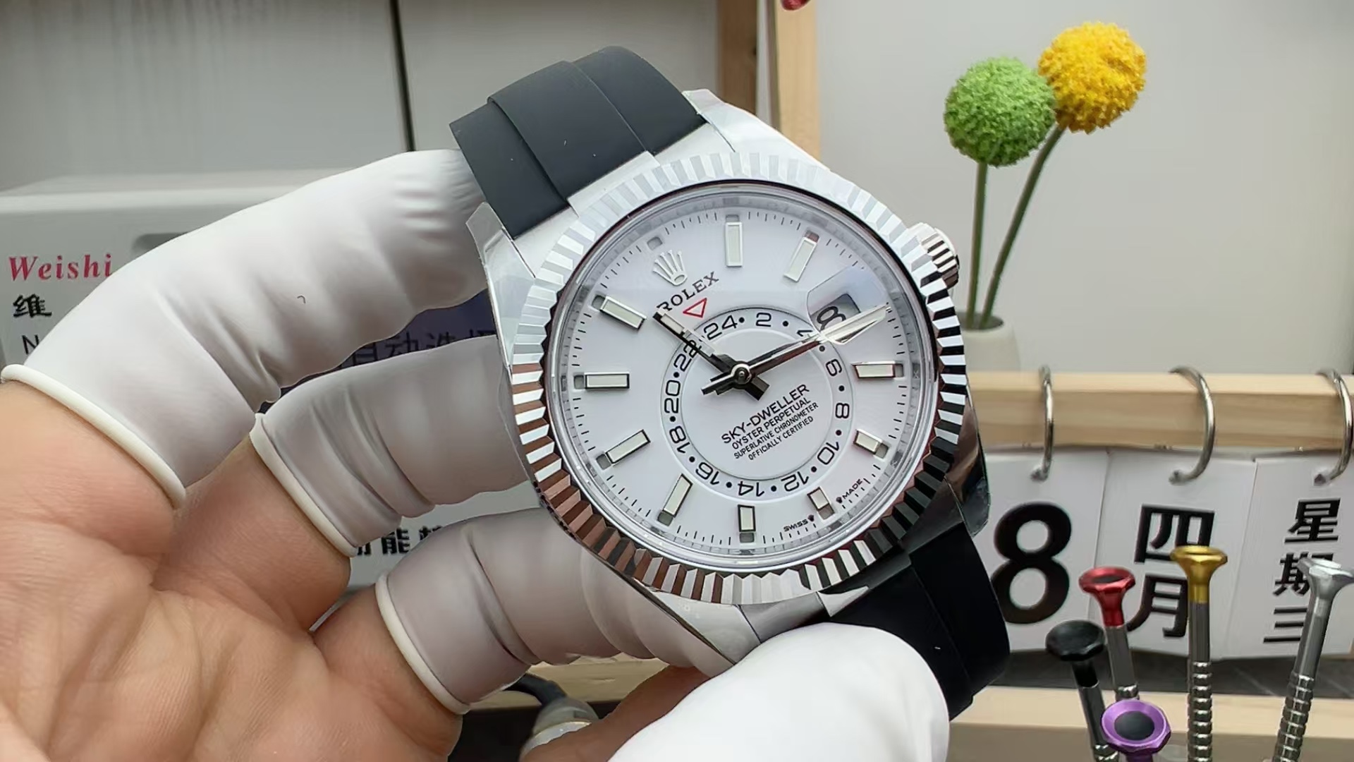 ZF Rolex Skywalker Rubber Band White Plate