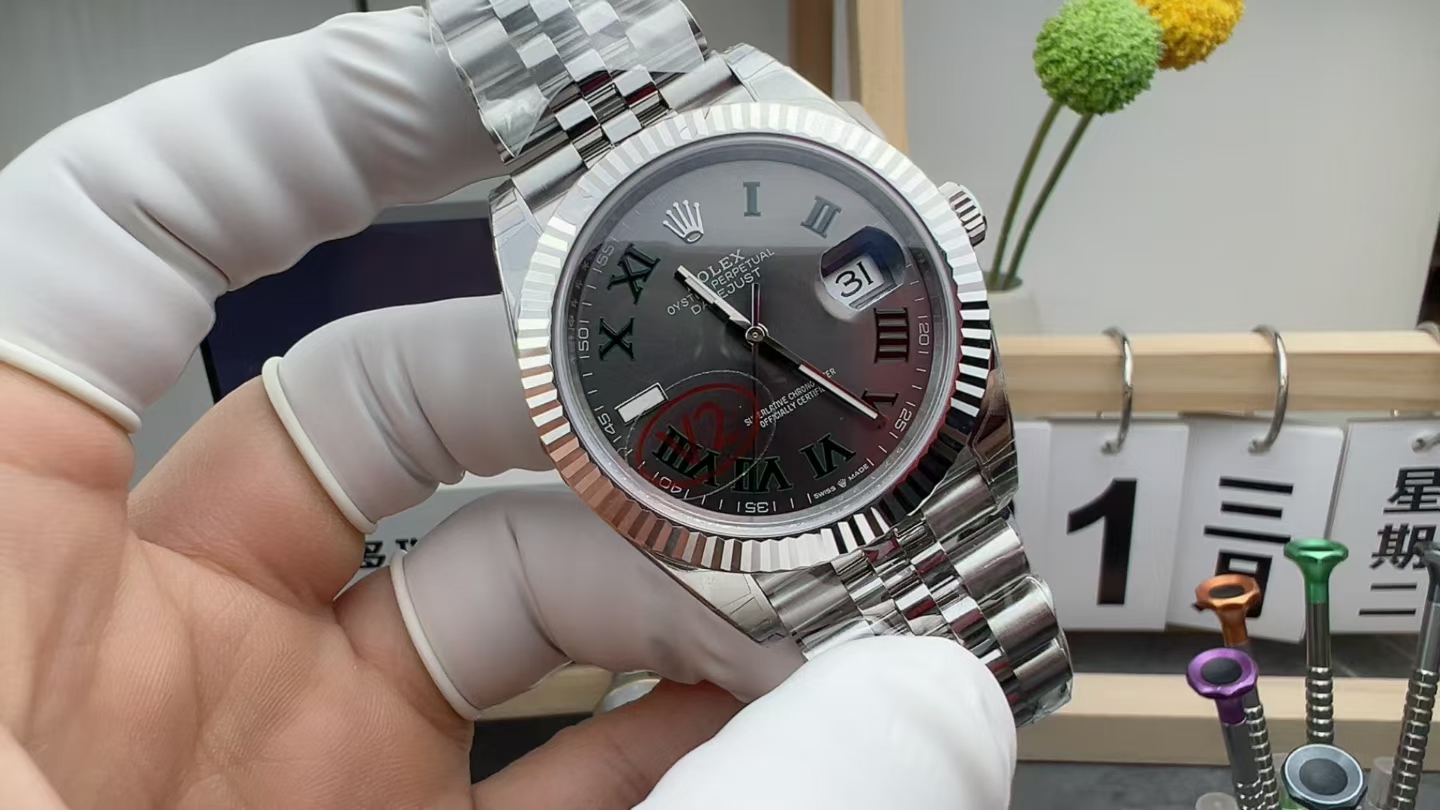 VS Rolex Journal Green Rose 126334 Steel Belt Gray Plate