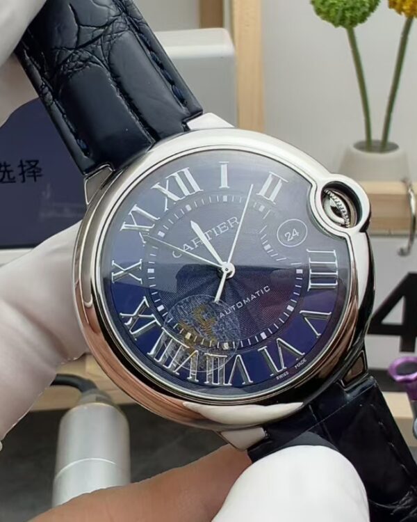 AF Cartier blue plate 42mm large balloon alligator belt