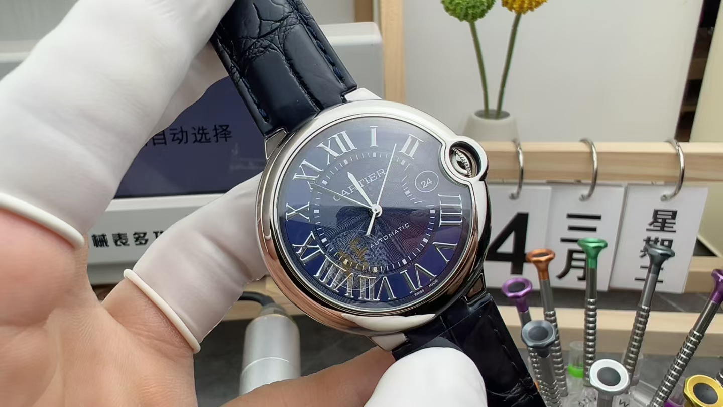 AF Cartier blue plate 42mm large balloon alligator belt