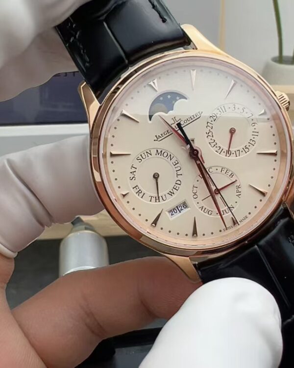 VR Jaeger-LeCoultre rose gold perpetual calendar ivory white disc belt