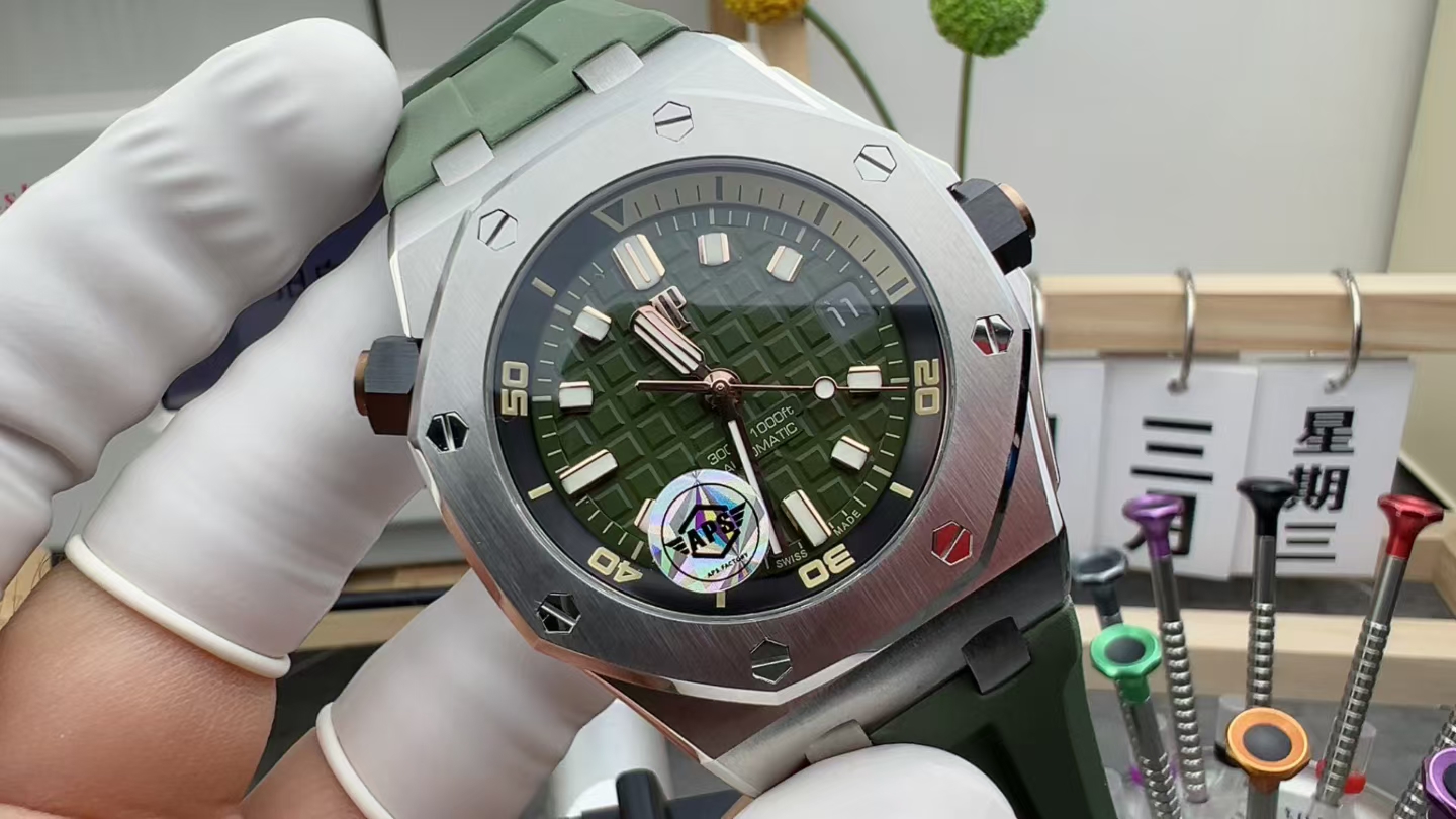 APS Audemars Piguet 15720 avocado green plate green rubber strap