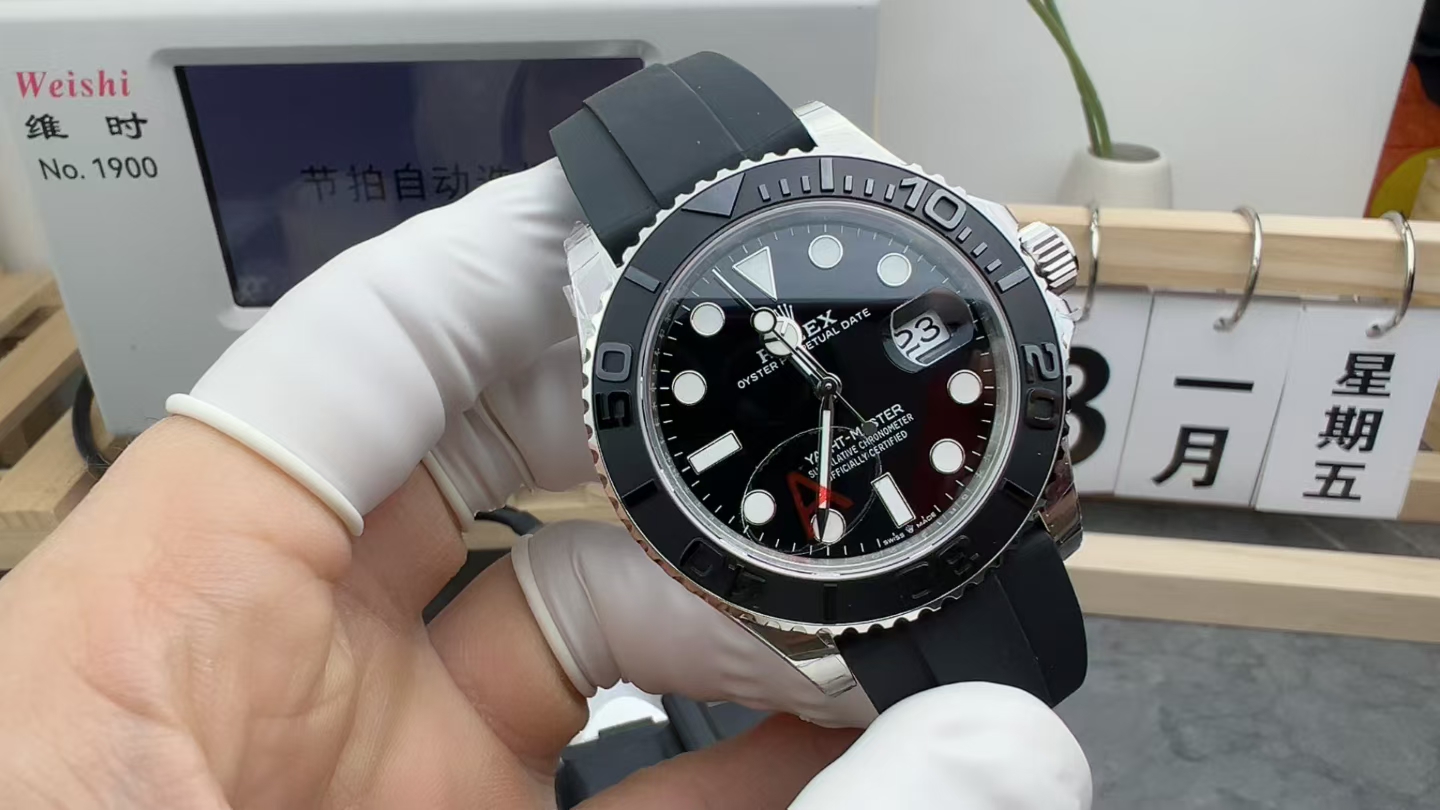 VS Rolex Weight Plate Platinum Yacht Rubber Strap