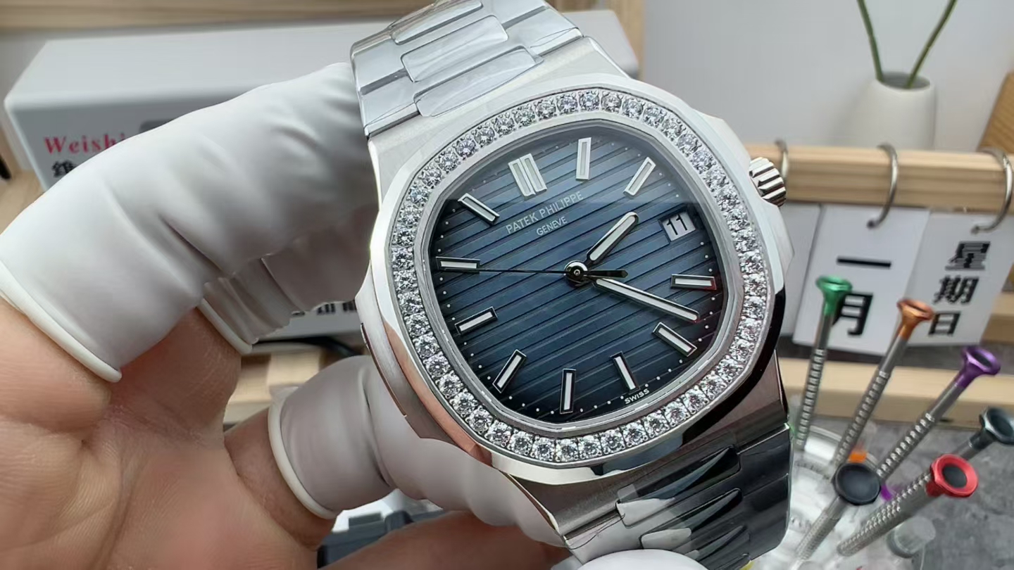 3K Patek Philippe Diamond Ring Nautilus 5711 Blue Disc