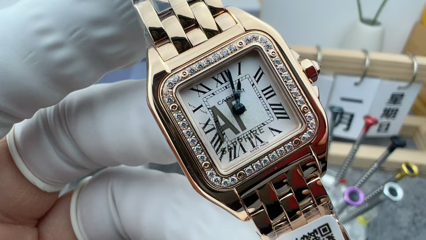 AF Cartier gold white disk diamond ring trumpet cheetah