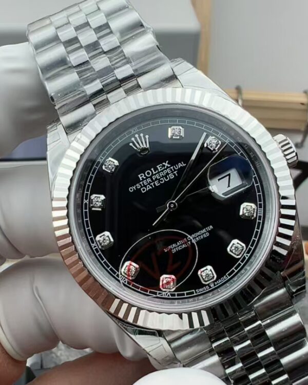 VS Rolex Log Five-bead Strap Black Diamond Dial