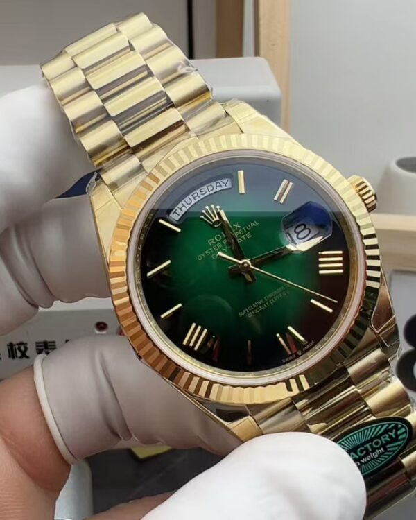 R Rolex green plate counterweight smoky green 228238 steel strip