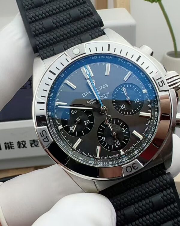 BLS Breitling rubber strap black disc timing
